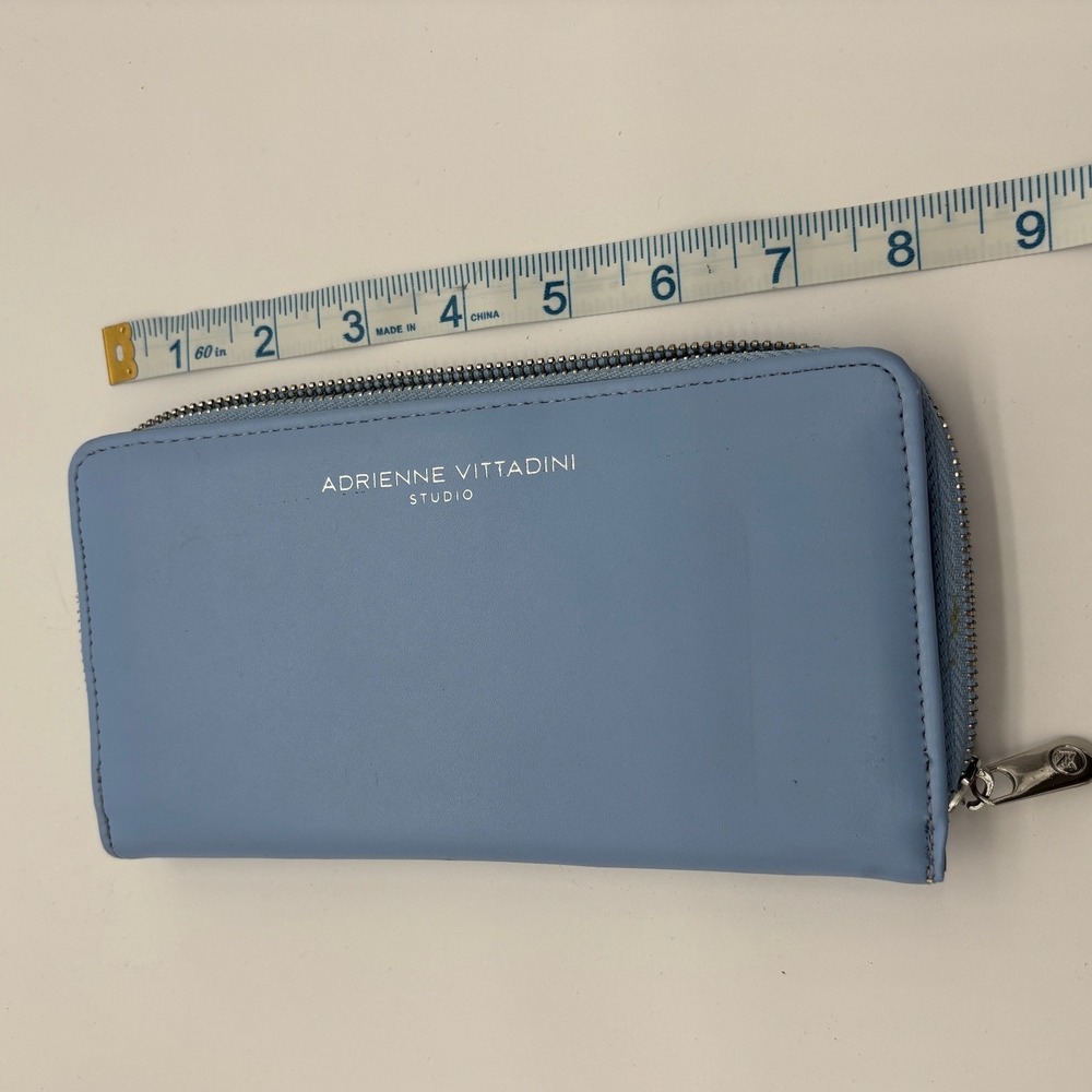 Adrienne‎ Vittadini Studio Womens Blue Zip Wallet Organizer Rose Print Lined